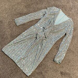 Sho by Tadashi Shoji Elegant Silver Sequin Dress in size 4